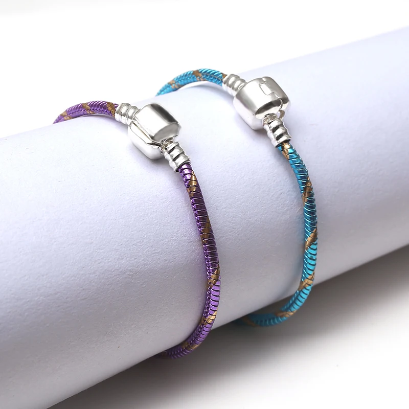 

SEIALOY Fashion New Gold Blue Purple Snake chain Bracelets For Women Fit Original handmade Charm Brands Bracelets Jewelry Gift