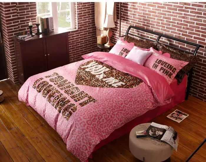 Winter Worm Velvet Fleece Comforter Sets Pink Leopard Print