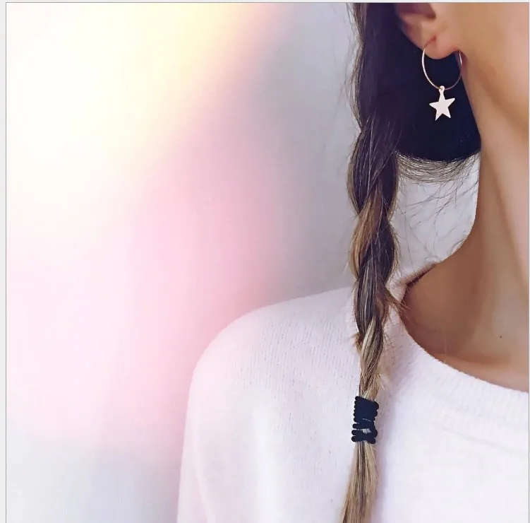 

2019 Geometric Circle Star Hoop Earrings For Women Simple Female Accessories Jewelry