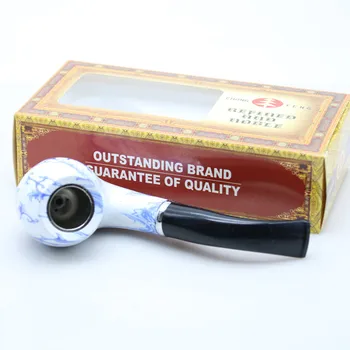 

1Pc 2017 Newest Pipe Durable Blue And White Porcelain Enchase Smoking Pipe Exhaust Fitting Holder Hookah Accessory Tobacco Pipe