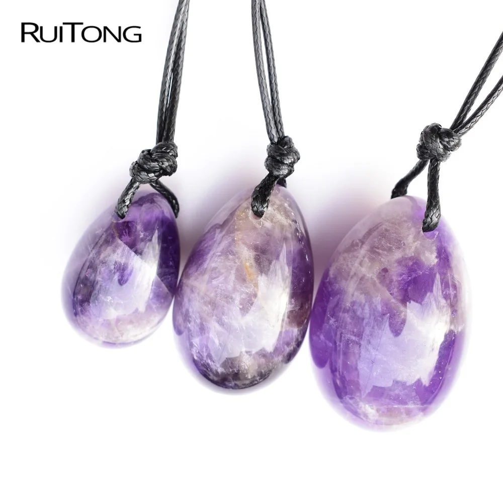 

3Pcs/Set Natural Amethyst Yoni Egg Ben Wa Ball Women Pelvic Floor Muscle Kegel Exercise Tightening Vaginal Jade Crystal Tool