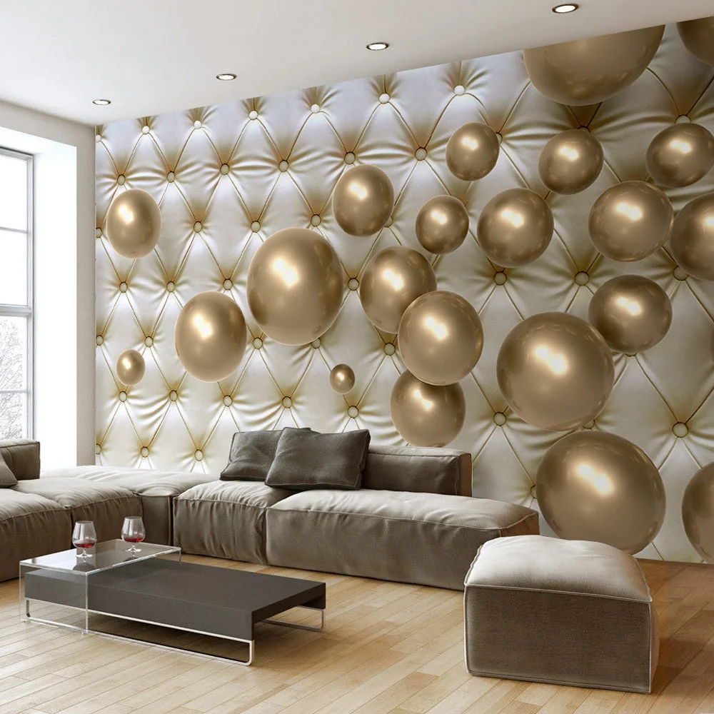 Custom 3D Foto Behang Moderne 3D Stereoscopische Gouden Bal Soft ... Custom 3D Foto Behang Moderne 3D Stereoscopische Gouden Bal Soft ...