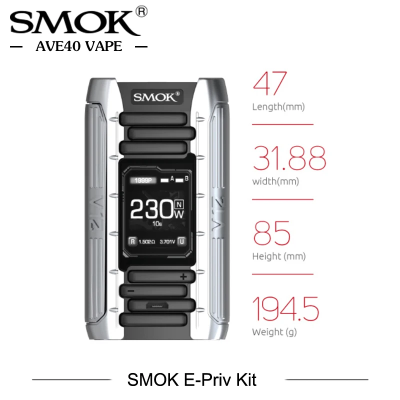 Оригинальная электронная сигарета SMOK E Priv Box Mod Kit 230 Вт испаритель комплект с 8 мл