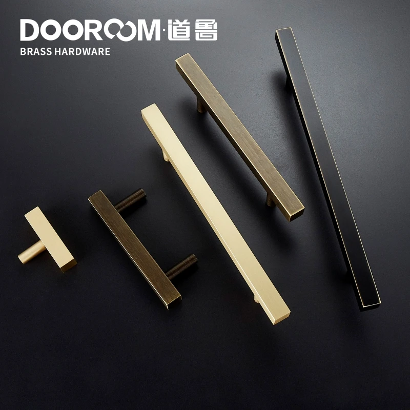 

Dooroom Dulu Brass Furniture Handles Modern Wardrobe Dresser Cupboard Drawer Cabinet Door Long Square Black/Gold Pulls Knobs