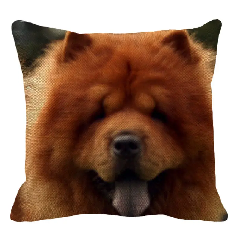 XUNYU Cute Pet Yellow Chow Chow Dog Cushion Cover Square Cushion Covers Home Decor Throw Pillowcases Linen Pillowcase B0053
