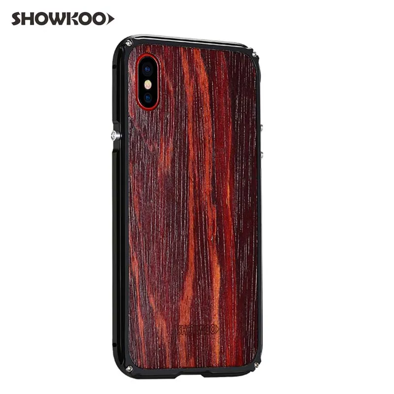 Showkoo New Wooden Phone Case For iPhone X CNC Aluminum