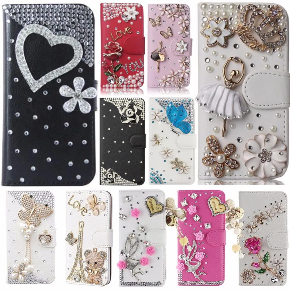 

3D Cute Flip Magnetic case cover For ZTE Blade A510, Diamond Leather Luxury Rhinestone Case Cover