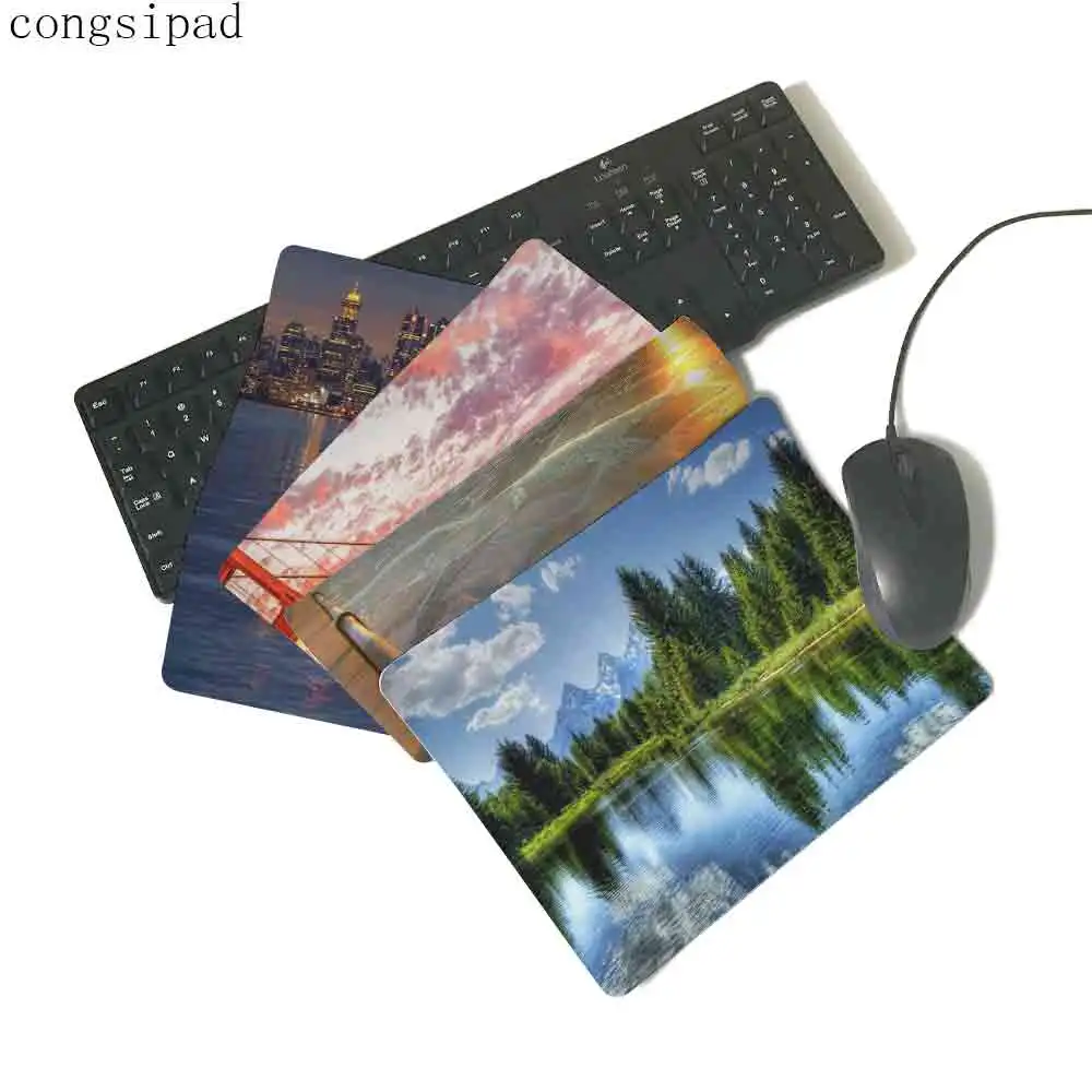 congsipad Evergreen Forest Lake Anti-Slip Rectangle Mouse Pad Customized Supported 220mmX180mmX2mm&250mmx290mmx2mm