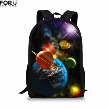 

FORUDESIGNS Fashionable Canvas Book Bags Kids 3D Galaxy Space Star Printing Student School Bags Casual Bagpack for Girls Bolsa