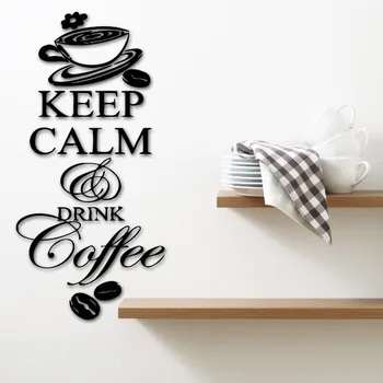 

Wall Stickers Vinyl Decal Kitchen Quote Keep Calm and Drink Coffee