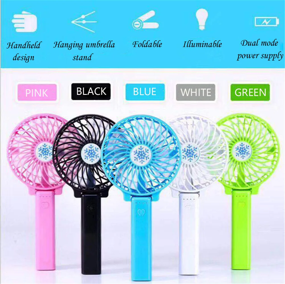 

5 colors Rechargeable Battery Mini Fan USB Easy to carry Fan Stepless Speed Big Wind Ultra quiet mini USB ABS Fan