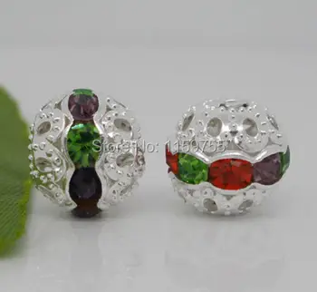 

200pcs 10mm Multicolor Rhinestone Crystal Round Ball Spacer Beads Finding