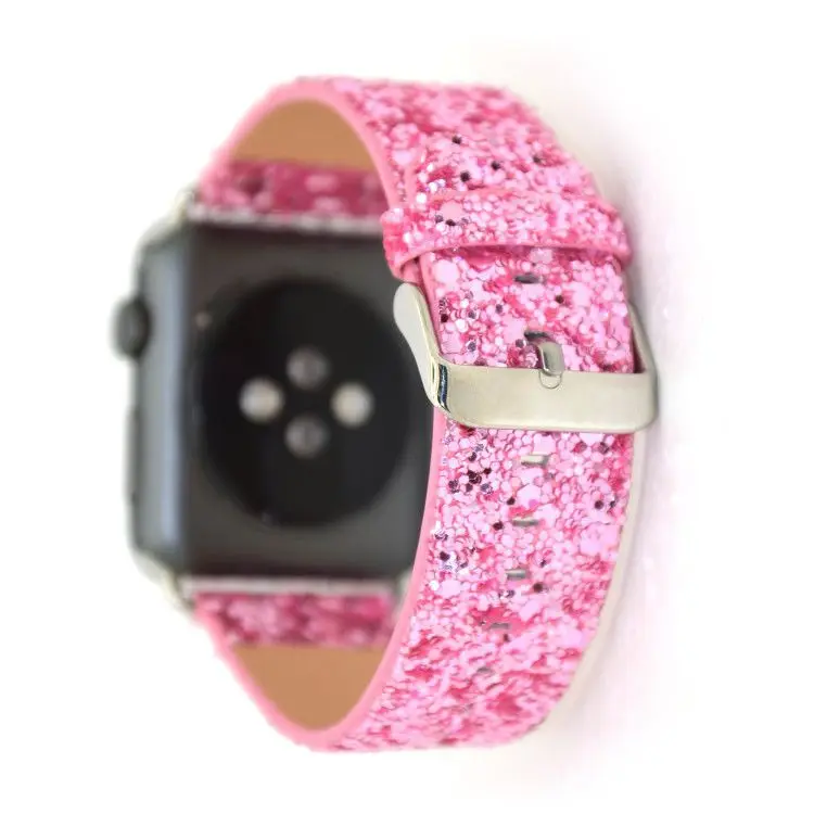 

top Newest Sparkling PU Belt for Apple Watch New Year's Banquet 3 2 1 iWatch 38mm 42mm Shoulder Bag Free Shipping Tape drills