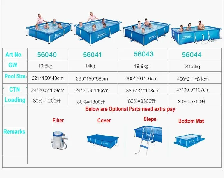 56405 Bestway 400*211*80 см большой квадратный семейный бассейн с металлическим каркасом/сверхбольшой складной брезент поддержка квадратный бассейн