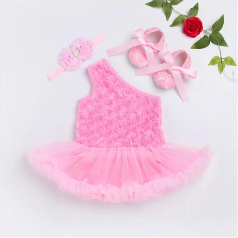 Summer New Baby Clothing Set Newborn Girl Oblique Pink Rose Rompers