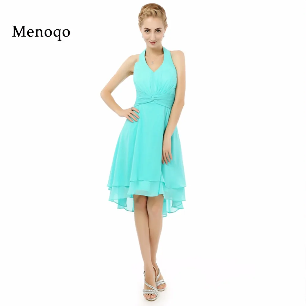 Short Graduation dresses for Juniors A line Halter Chiffon Knee length