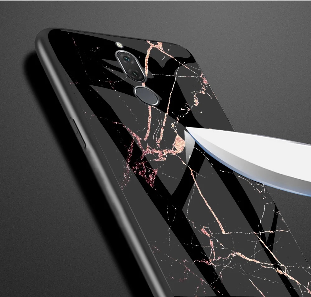 Мраморный стеклянный защитный чехол для Huawei Mate 10 Lite RNE L01 L21 Гладкий протектор чехол для Huawei Honor 9i Nova 2i чехол