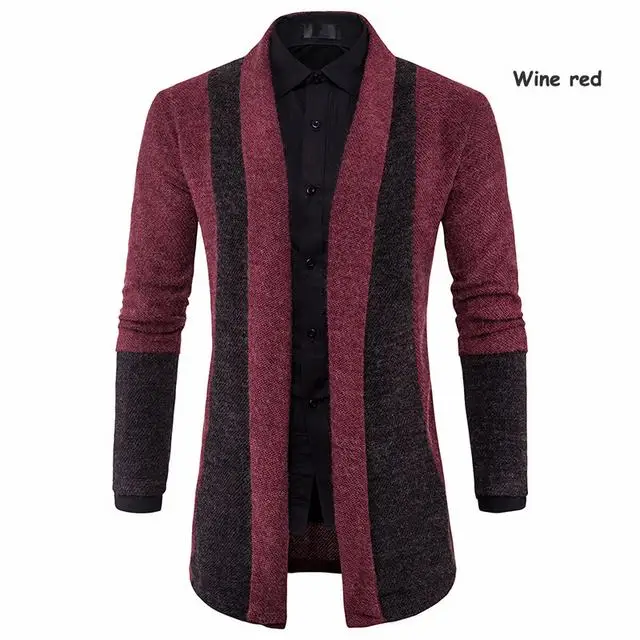 Осень, мужской кардиган с длинным рукавом и v-образным вырезом, вязаные свитера, повседневная мужская вязаная одежда, модная мужская верхняя одежда - Цвет: Wine red