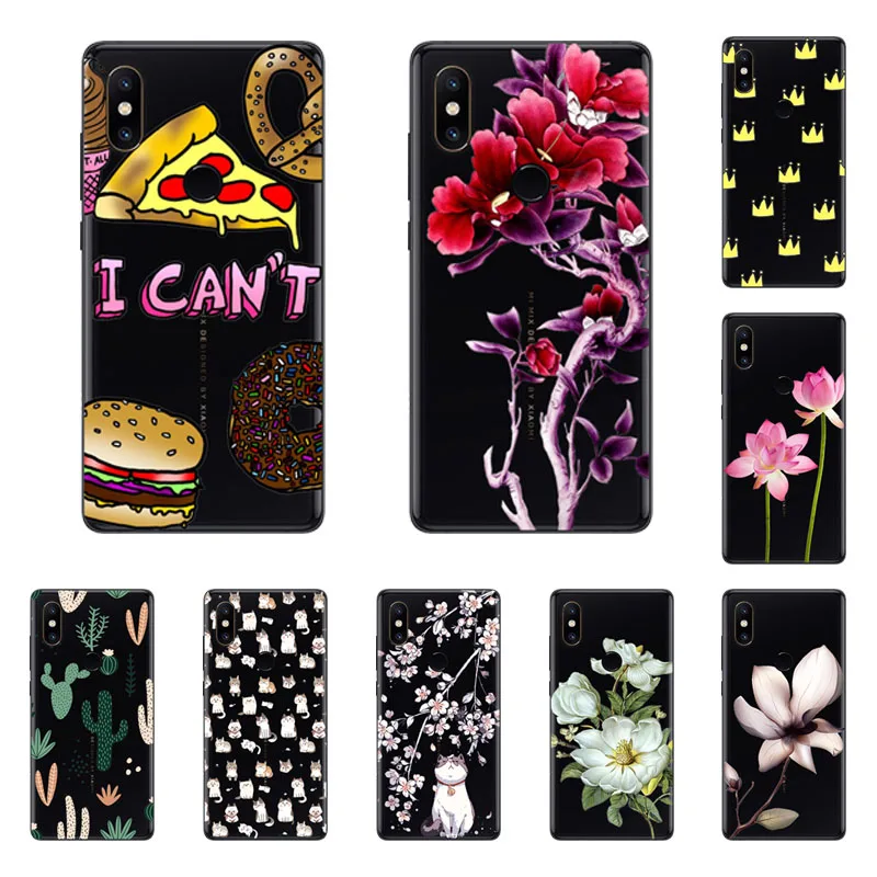 xiaomi mi mix 2s Case Silicon cutout Painting flower Soft TPU Back Cover for Protect Phone cases shell |