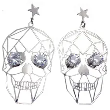 Панк стильные металлические полые серьги с кристаллами в виде глаз в готическом стиле