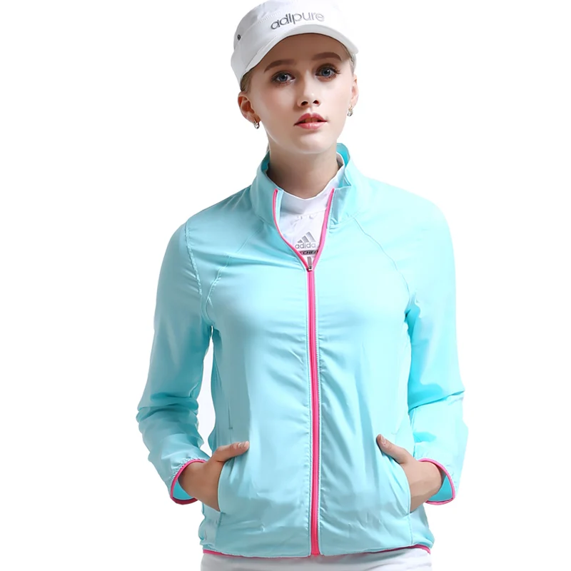 Adidas Women's golf clothes female long sleeve outerwear trench Anti