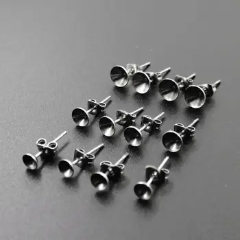 

For 4 5 6mm Stone Cup DIY Body Pierc Stainless Steel Earring Hooks Nickel Free Lead-free