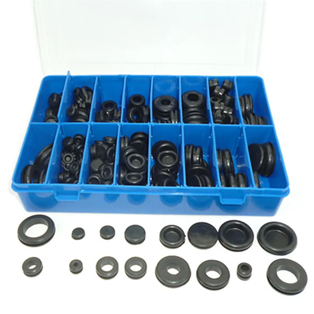 

250pc Rubber Grommet Assortment Set Blanking Wiring Cable Garage Assortment Sealing Hole Plug Wiring Electrical Wire Gasket Set