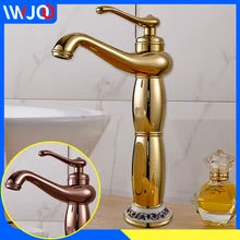 Basin Faucet Modern Bathroom Faucet Gold Brass Tall Single Handle Hole Cold and Hot Water Tap Deck Mounted Sink Faucet Mixer Tap new deck mounted single handle rose gold brass bathroom basin sink faucet mixer water tap