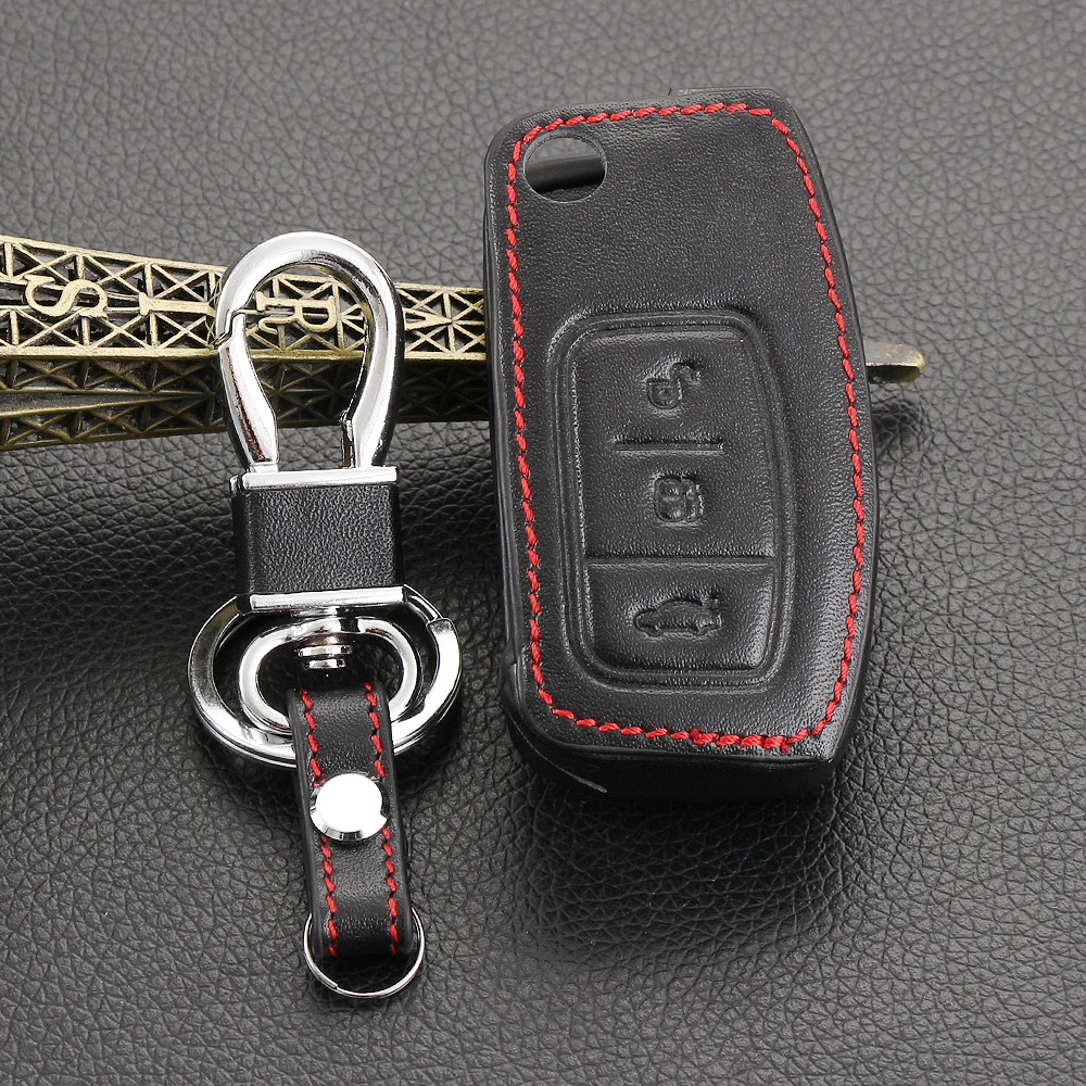 

High quality! leather key chain ring cover case holder for Ford /Focus 2/Ecosport /Fiesta/ Mondeo/ Ecosport /Kuga /Escape