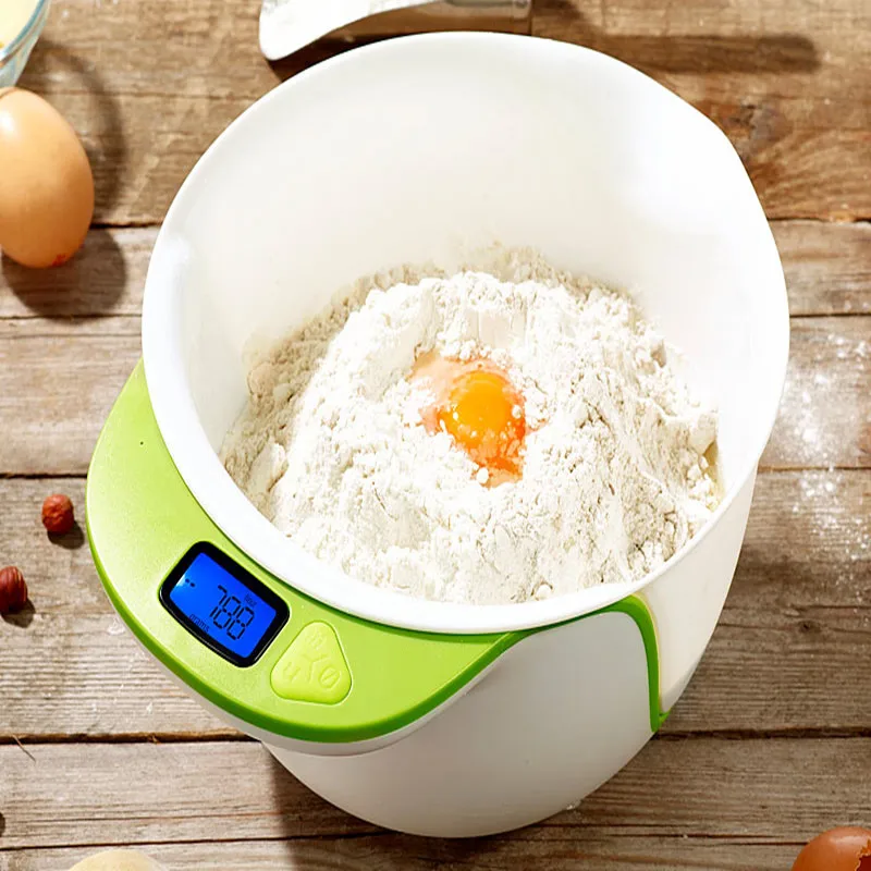 

Home Kitchen Electronic Scales 5 kg Precision Scales with Mixing Bowl Food Grade Material Safe Detachable Cleaning