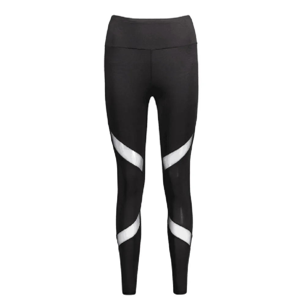 Quick-drying Net Yarn Yoga Pants Black High Waist Elastic Running Fitness Slim Sport Pants Gym Leggings for Women Trousers