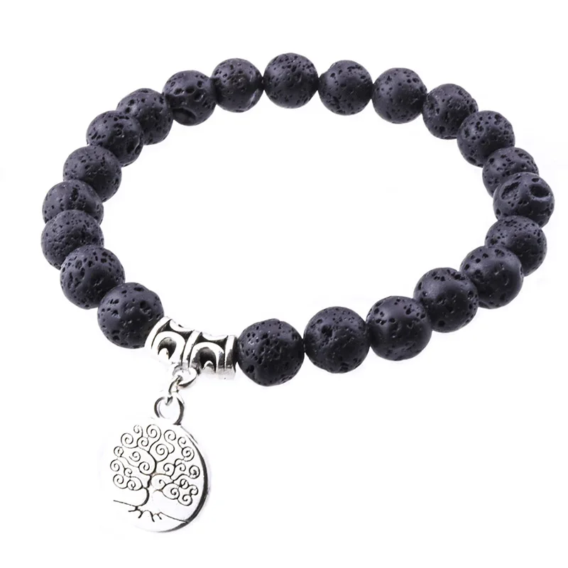 8mm Black Volcanic Lava Stone Opal Beads Essential Oil Perfume Diffuser Bracelet for women jewelry | Украшения и аксессуары