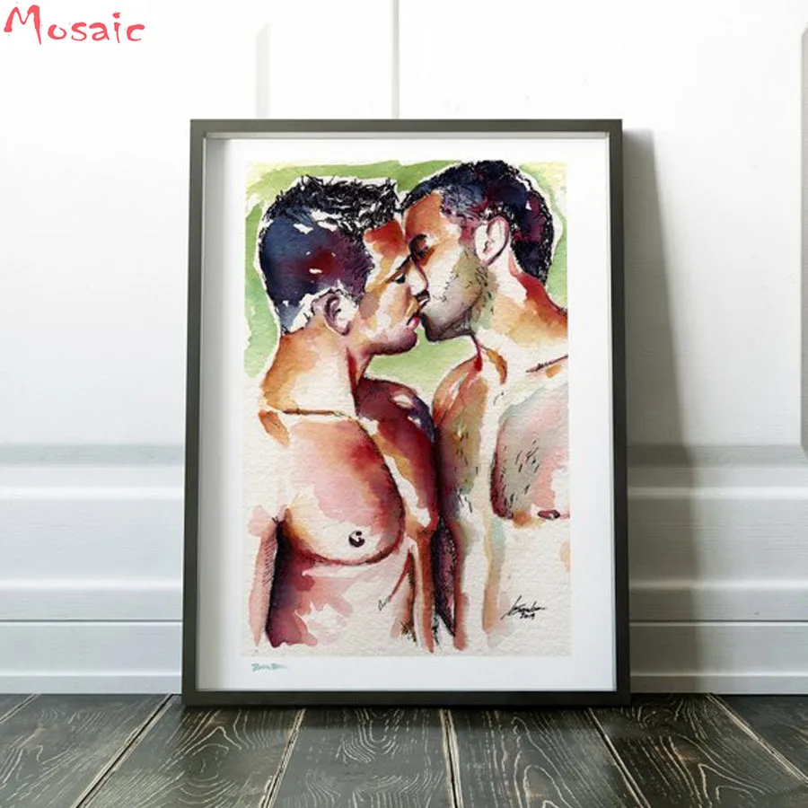 

DIY custom photo Diamond painting Cross Stitch,Gay,Romantic kiss,Love diy 5d Diamond Embroidery full square Rhinestone painting