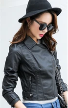 Весна и Осень PU Мотоцикла RideJacket Леди Короткая Конструкция Кожаное Пальто Куртка Повседневная Куртка Панк