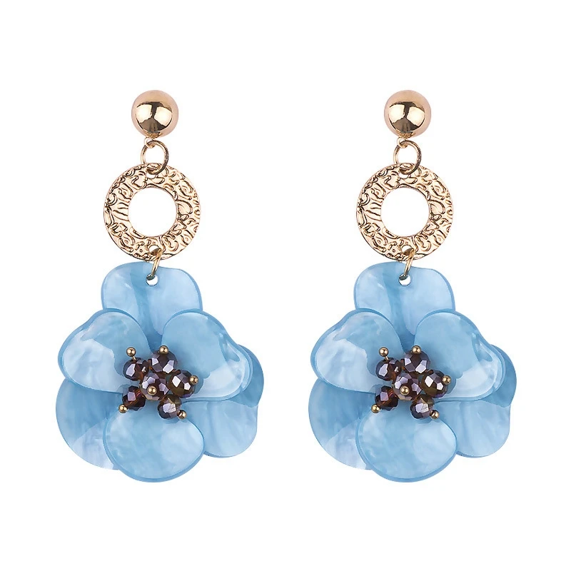 Fashion Resin Acrylic Flower Earrings For Women Big Dangle Earrings