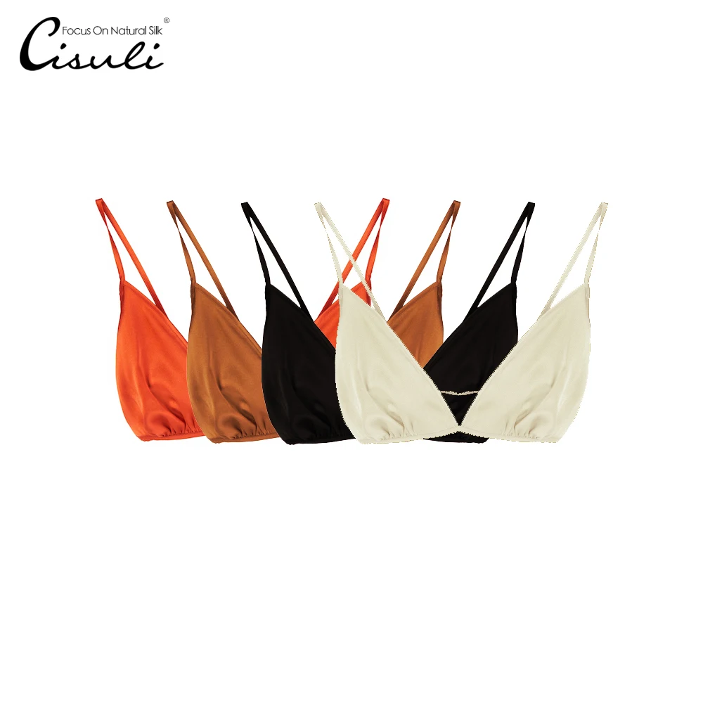 

CISULI Silk Bra Women Pure Silk Lingerie Wireless No Padded New Desigual Quick Dry Sport Bra