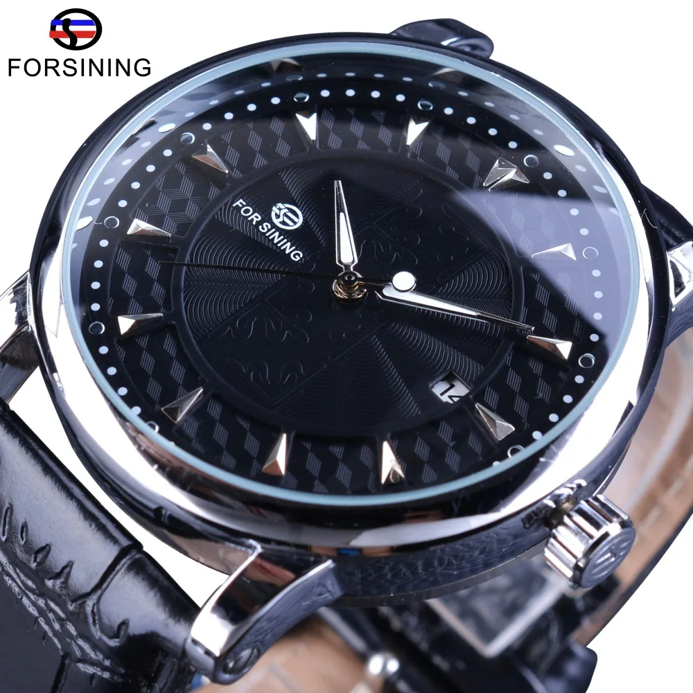 Forsining Fashion Business Series Calendar Display Concealed Design Clock Men Automatic Wrist Watch Top Brand Luxury Male Clock automatic buckle canvas belts for man tactical military canvas men belts for jeans casual all match male straps