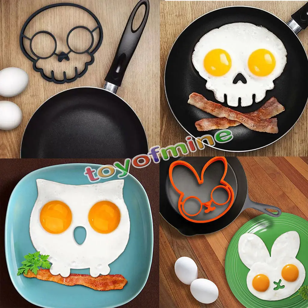 Halloween Novelty Skull Fried Egg Frying Mould Silicone Party Egg Pancake Ring 