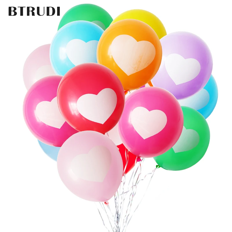 

BTRUDI Heart-shaped printed Candy color balloon 30pcs/lot 12inch birthday party decorations kids helium balloon wedding