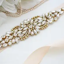 MissRDress ручная вышивка стразами свадебный пояс золотой свадебный цветок с кристаллами пояс стразы свадебный пояс для женщин вечерние платья JK934