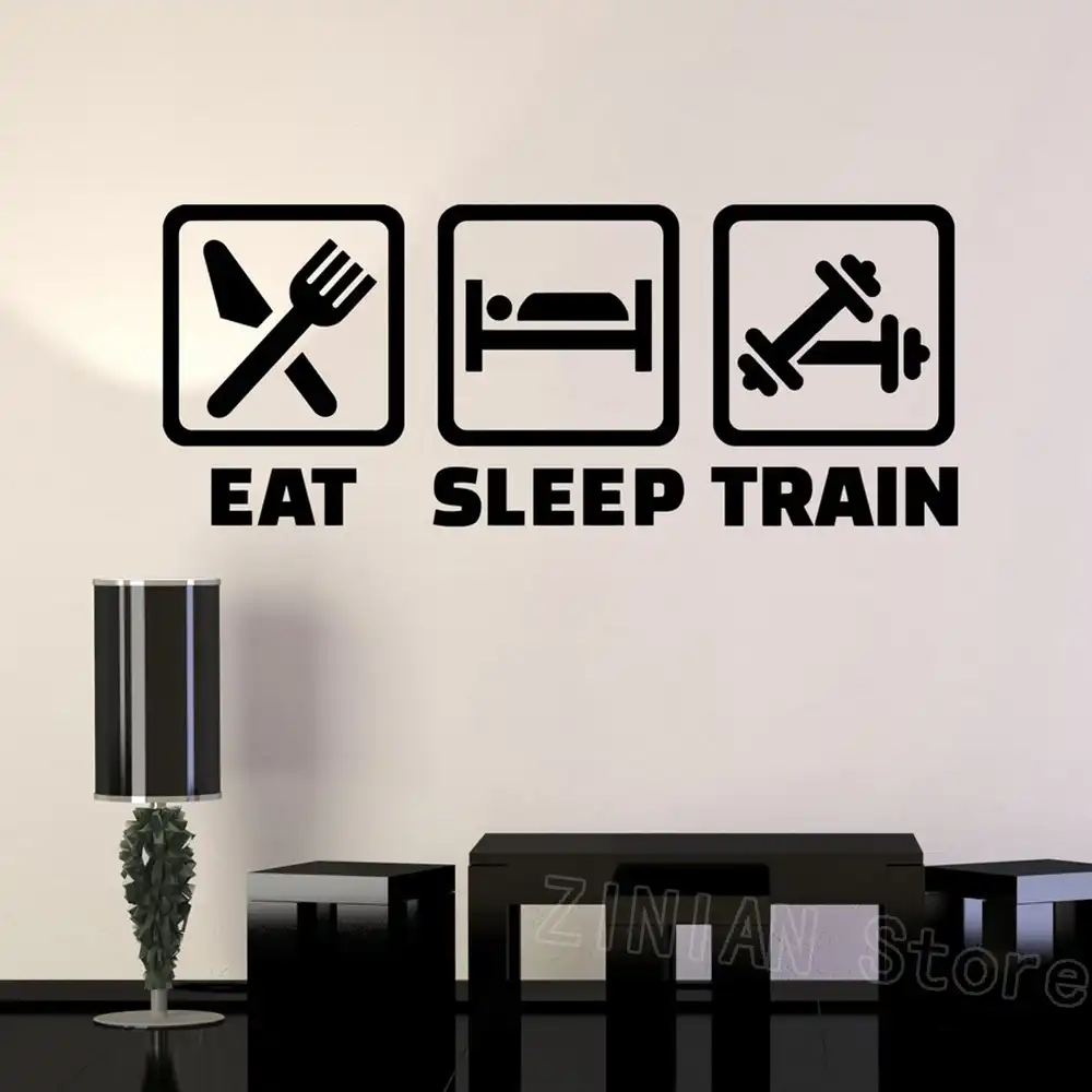 Eat Sleep Train Wall Decal For Boys Bedroom Vinyl Gym Wall