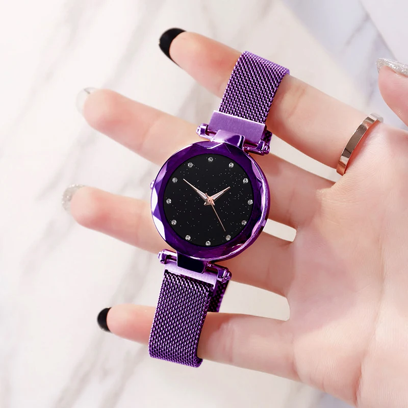 

NEW Luxury Women Watches Magnetic Strap Starry Sky Clock Fashion Diamond Female Star Quartz Wristwatches for Girls Best Gift
