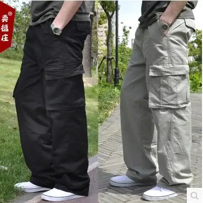 Discount Wide Legs Men's Plus Size Pants Trousers Side Back Pockets ...