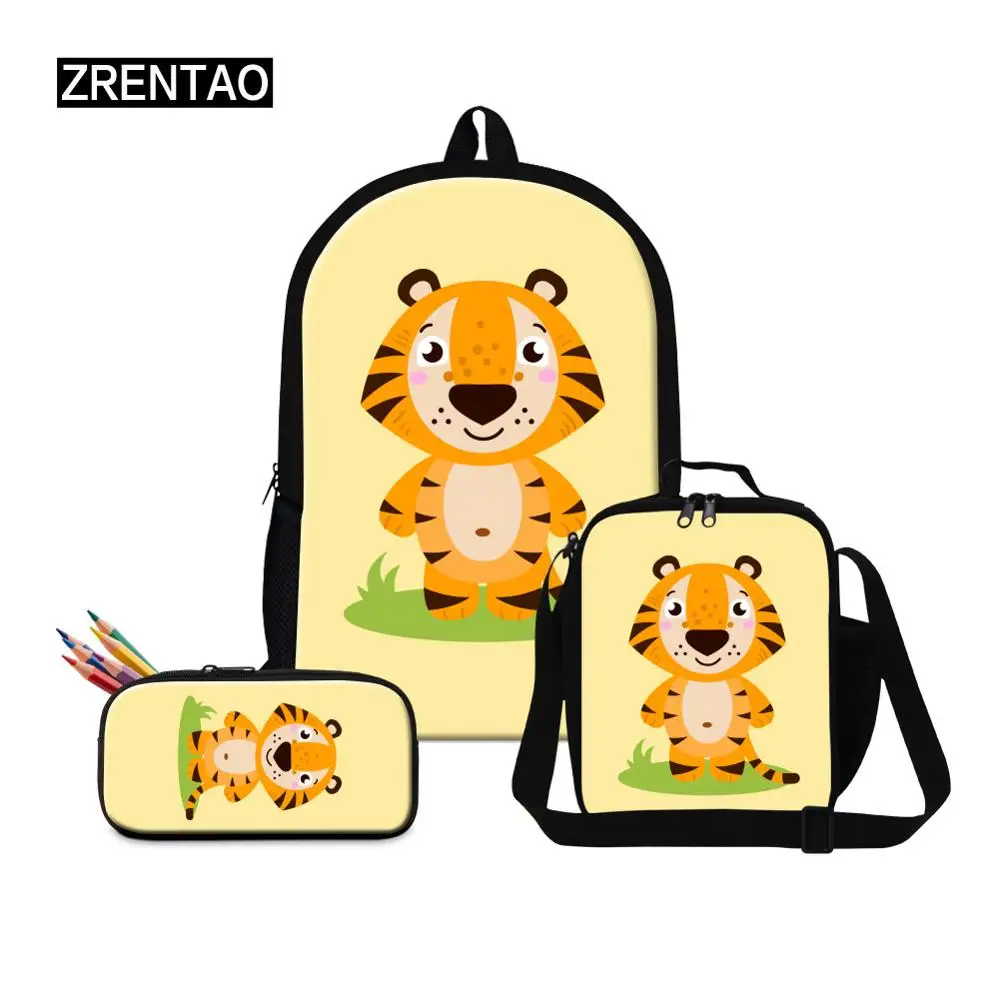 #*Cheap Cute Cartoon Tiger Lion Fox Unicorn Horse Children School Backpack Sets 3pcs Schoolbag Knapsack Satchel For Teen Boys Girls Kid