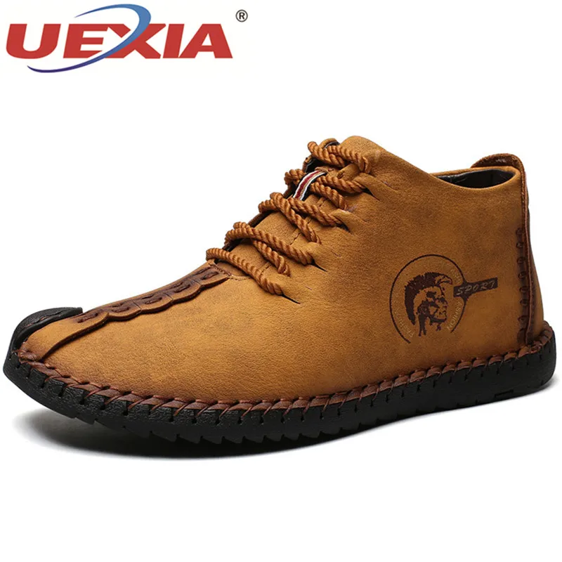 

UEXIA Boots For Outdoor Men's Sneakers Male Cow Leather Casual Shoes Adult Plush Ankle Boots Party&Wedding Casual Flats Male
