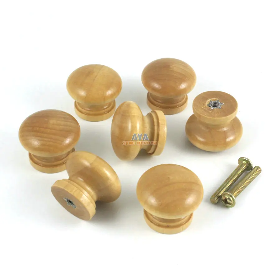 50 Pieces 27mm Wooden Drawer Knob Pull Knob Wood Knob Furniture