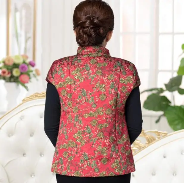Autumn winter middle-aged ladies wear mother's vest Tang Suits coat thickened chinese style Single breasted cotton grandma vest