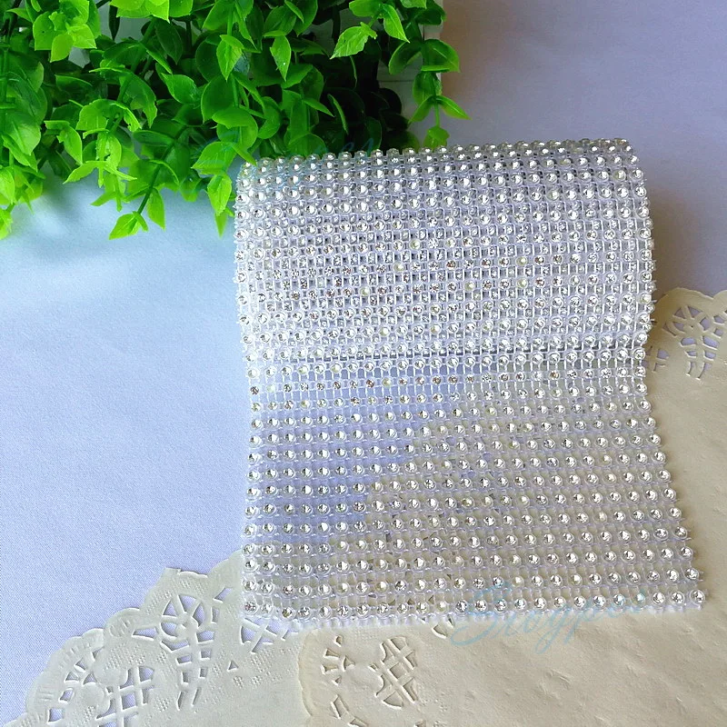 

24 Rows 3mm Rhinestone (AB Grade) with Transparent Plastic Base Decorative Mesh Trimming Roll Band for Wedding Decoration