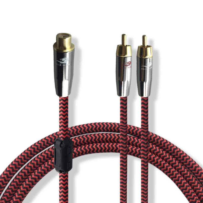 Premium Audio Cable RCA Female to Dual RCA Male Amplifier Speaker Subwoofer Cable Gold plated