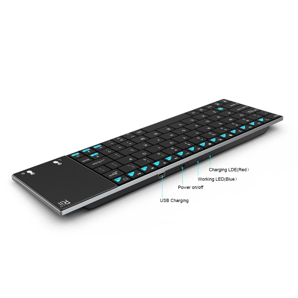 Kopen Engels Keyboard Rii mini K12 + i12 + Draadloze Toetsenbord en K12 + Bluetooth Toetsenbord met Touchpad muis voor PC Tablet Android